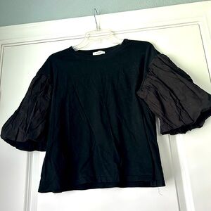 Black top with bubble sleeves by ODDY size medium